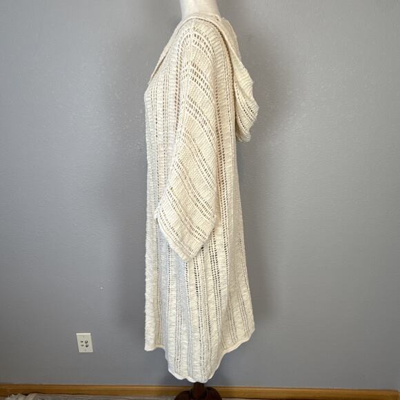 American Eagle Womens Crochet Duster Cardigan Sweater Jacket Size M Ivory Cotton - Picture 4 of 8